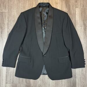 Neil Allyn Black Tuxedo Jacket w/ Satin Shawl Lapel- 100% Wool-Wedding 43S